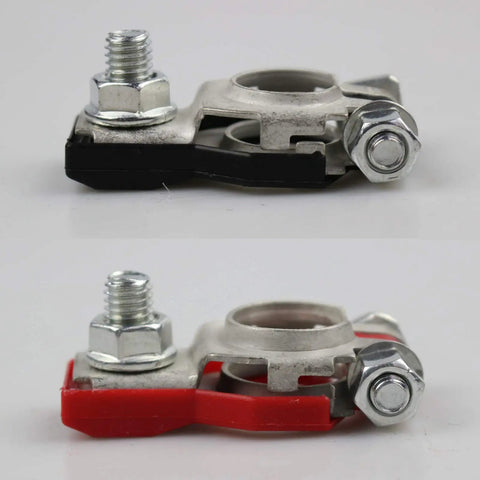 Nissan Battery Terminals Kit with Red Positive and Black Negative Connectors, fits models like Maxima, Rogue, Sentra.