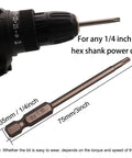 Get The Job Done Right With This 1 Pc Magnetic Torx Head Screw Driver Bit Set featuring Long 75mm Shafts And A Secure 1/4 Inch Hex Shank These Security Tamper Proof Bits Are Made From Heavy Duty S2 Steel To Prevent Stripping and Breakage ensuring a tight, showing a Torx screwdriver bit and drill.