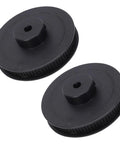 Hella Durable Black Aluminum Timing Pulley With 80 Teeth And Single Bore Groove, two black pulleys for 3D printer setups.