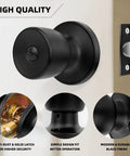 8 Pack Matte Black Privacy Door Knobs Set With Keyless Round Locks For Bedroom Bathroom And Garage, Easy Install