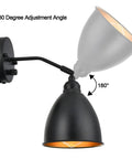 Set Of 2 Dope Industrial Farmhouse Metal Wall Sconces With On Off Switch showing 180-degree adjustable angle feature