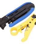 Professional Stripping And Crimping Pliers Set For Coaxial Cables RG59 RG6 RG11 Heavy Duty Cable Tool with adjustable wire stripper and ABS handle