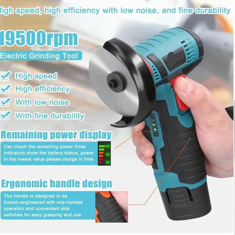 Badass 12V Micro Angle Grinder Cordless Power Tool With Diamond Cutting Polishing High Torque Handheld Wireless Workhorse Essential Shop Gear No Battery Included For Heavy Duty Projects ergonomically designed for easy one-handed use.