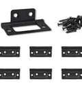 Solid Six Pack Bifold Cabinet Hinges In Sleek Black Iron Finish with screws for windows and cupboards.
