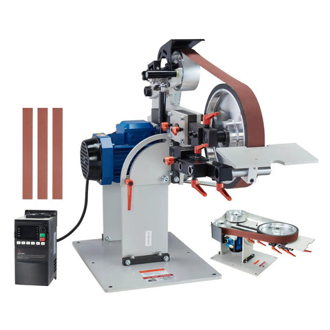 Heavy Duty 1500W Belt Grinder Sander And Variable Speed Belt Polisher With Vfd Drive No Sweat Knife Sharpener Rack for metalworking.