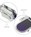 Pro Grade Welding Goggles With Quick Swap Screw Clip Shade showing back and front of the lens clamp for easy lens replacement.