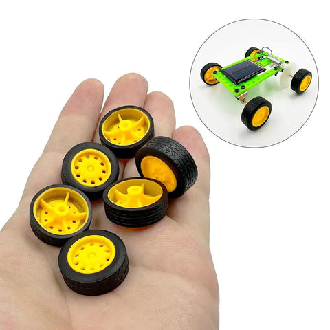 Dope Tiny Wheels Set For Hobby Builds 21mm Rubber Tires With 10 Shaft Rods And Axles For RC Cars Trucks And Robots DIY Model