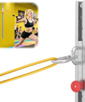 Badass Adjustable Wall Mount Anchor For Resistance Bands Multi Purpose Home Gym Setup Featuring Thirty Five Custom Locking Positions Heavy Duty Fitness Base with yellow resistance bands.