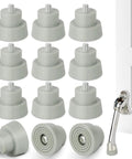 12 Pack Door Stop Rubber Tips Heavy Duty Replacement Set For Kickdown And Drop Down Doors Ribbed Rubber Foot Protectors Gray