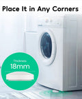 WiFi Water Leak Detector Kit, 3 Pack With 100dB Adjustable Alarm under a washing machine in a laundry room