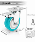 Killer 4 Inch Caster Wheels Heavy Duty TPR Silent Rollers dimensions, 4 inch size, detailed measurements displayed.