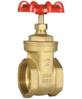 Heavy Duty 2 Inch NPT Brass Gate Valve With Red Wheel Handle Female X Female Thread Manual Rotary Shut Off Valve