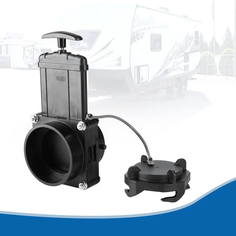 RV Gate Valve 3 Inch Hub To 3 Inch Lug With Cap Glue On 3 Inch PVC Sewer Pipe Black UV Resistant Plastic 1 Pack Works With GrenTec Blade Valterra Bristol Camco Anonda Valves