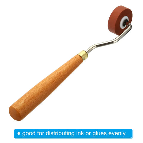 Red 0.4 Inch Rubber Brayer Roller For Wallpaper And Printmaking Pro Grade Anti Skid Hard Rubber Roller Tool For Art Crafting Printing