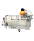 Heavy Duty Electric AC Compressor Crafted For Smooth Cabin Climate Comfort Compatible With Hyundai Kona And Kia Niro Ev Replaces 97701 K4000 Hes33, side view with electrical connectors.