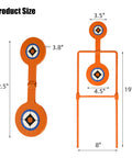 Double Spinner Auto Reset Steel Target For Handguns Up To.44 Magnum With 3.5 Inch And 4.5 Inch Targets dimensions shown