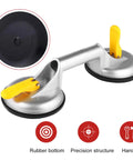 Super Heavy Duty 2 Jaw Glass Suction Cup Lifter Tool With Spring Loaded Locking Handle Made From Durable Aluminum Alloy And Rubber for lifting granite.