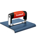 Pro Grade Blue Steel Concrete Edger 6x6 Inch with soft grip handle, high carbon masonry finishing tool, side view