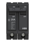 Q-Line 20 Amp Double Pole Circuit Breaker 120 240 VAC Thermal Magnetic Plug On Load Center Safety for Residential and Commercial Panels Built Tough for Home and Pro Shops 10 kAIC, front view
