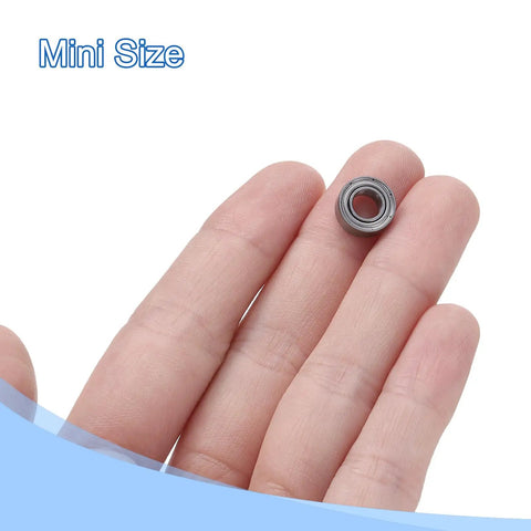 Hand holding MR105ZZ Deep Groove Ball Bearing 5x10x4mm Chrome Steel Miniature Bearing, showcasing mini size.