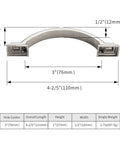 Diagram with measurements of a zinc cabinet pull showing length and width for 25 Pack 5 Inch Matte Black Cabinet Pulls Zinc Drawer Handles For Kitchen Cabinets And Cupboards Easy Install Sleek Modern Look Built To Last Must Have For Home Renovations