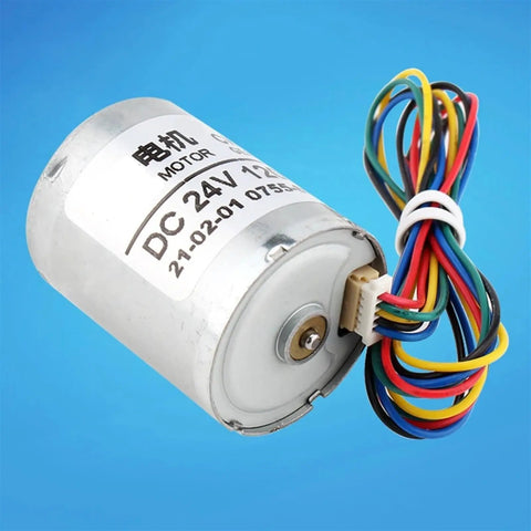 High Performance 24.4MM BLDC 6PPR Brushless Motor For DIY Robot Projects With Stable Torque Drive 12V 24V showing wires and metal casing.