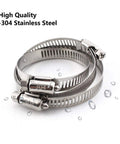 Two 304 stainless steel worm-gear hose clamps, 16–25 mm (5/8–1 in) for automotive fuel lines
