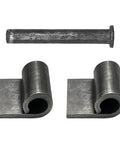 Two steel hinges and pin from Six Pack Heavy Duty Weld On Door Hinges with 360 Degree Rotation, 3 3/8 x 1 9/16 Inches, 100 lb load