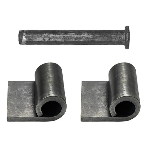 Two steel hinges and pin from Six Pack Heavy Duty Weld On Door Hinges with 360 Degree Rotation, 3 3/8 x 1 9/16 Inches, 100 lb load