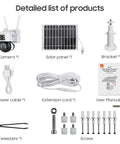 Detailed list of products for Solar Powered Security Camera With 360 Degree View And 3MP FHD Clarity, 15000mAh Battery
