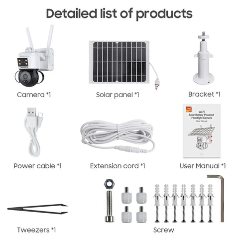 Detailed list of products for Solar Powered Security Camera With 360 Degree View And 3MP FHD Clarity, 15000mAh Battery