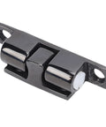 Double Ball Tension Roller Cabinet Catch in Stainless Steel with 50mm Mount, black finish, close-up view.