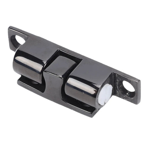 Double Ball Tension Roller Cabinet Catch in Stainless Steel with 50mm Mount, black finish, close-up view.
