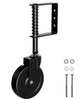 Heavy Duty 5 Inch Spring Loaded Gate Caster Wheel Packs Rock Solid Shock Absorption And Smooth 360 Swivel Glide For Outdoor Wooden Fence And Steel Tube Gates No Stress Rolling Up To 220 Pound In Matte Black with spring and mounting hardware.