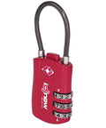 Red TSA lock with combination dials, designed for Hardcore Portable Compact Flight Case Table for security during travel.