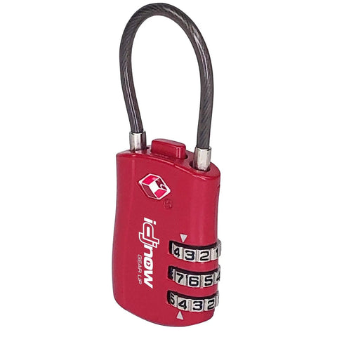 Red TSA lock with combination dials, designed for Hardcore Portable Compact Flight Case Table for security during travel.