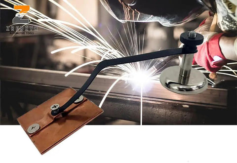 Pro Grade Heavy Duty Magnetic Welding Clamp Kit with hands free weld pivoting magnetic O pad base and copper pads in action