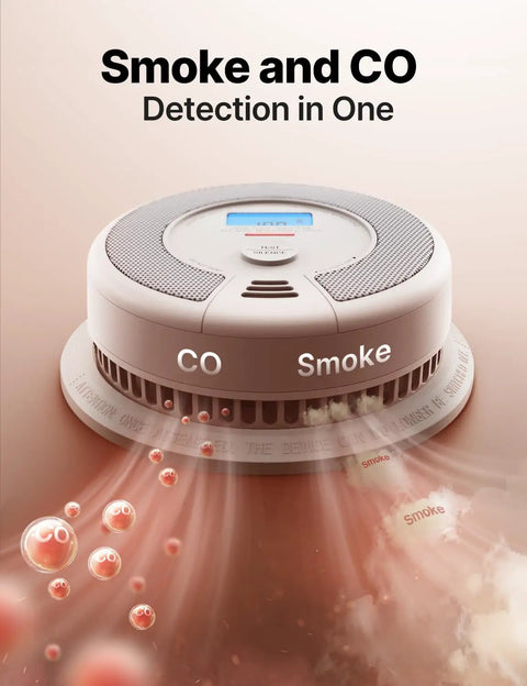 Smart Smoke Detector And Carbon Monoxide Alarm Combo XP0H-SN 1 Pack Battery Powered No-Fuss Plug-And-Play Setup Dual Sensor Protection Loud Alerts Easy Install For Home Safety, round white unit