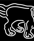 Dog Logo White LED Neon Sign With Lit White Glow For Indoor Use, 20 Inches Tall By 37 Inches Wide, Black Square Cut Acrylic Backing With Dimmer