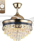 Dope 42 Inch Luxury Crystal Ceiling Fan With Light And Bluetooth Speaker showcasing retractable blades and remote control