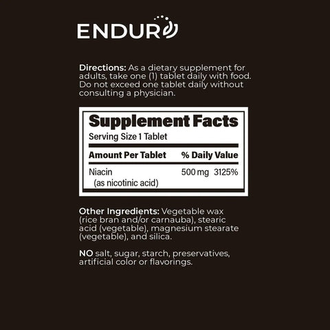 Extended Release Niacin 500 Mg Supplement Smooth Cholesterol Support For Heart Health Nicotinic Acid 200 Tablets Supplement Facts.
