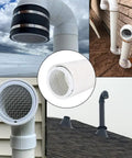 R1508 Termination Cap Vent Cover Mesh Screen for Round Furnace PVC Pipe installed on various homes.