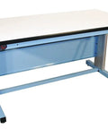 Beefy Ergo Height Adjustable Workbench With Smooth Manual Crank Lever, ESD Resistant Laminate Top, 72X30 Modular Station, 330 Lb Capacity Steel Frame, angled view