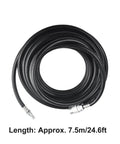 Tough Pvc Air Compressor Hose With Quick Snap Connector For Effortless Tool Hookups Rock Solid Construction Built For Heavy Duty Plug And Play Garage And Workshop Projects, approx 7.5m length.