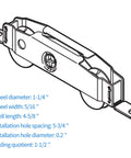 Diagram of Heavy-Duty Sliding Door Rollers Set With 1-1/4 Inch Steel Ball Bearing Wheels, Adjustable Sides, and Two-Piece Screen Door Roller Assembly.