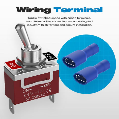 Marine Grade Waterproof Toggle Switch 2 Pin SPST On Off 12V DC 30A 125VAC 20A Heavy Duty with waterproof cap and terminals