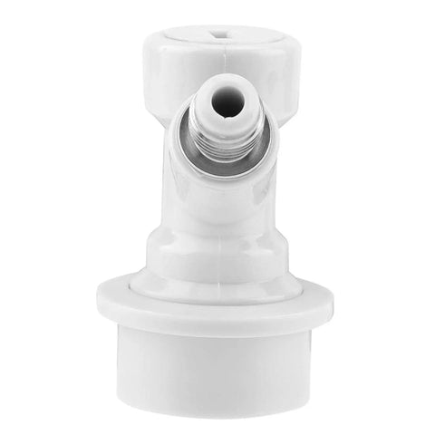 White gas inlet for Ball Lock Liquid Disconnect Kit For Homebrew Kegs, 1 Quarter MFL Thread Outlet, easy lever operation, stainless swivel nuts.