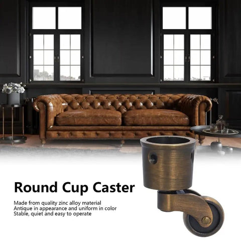 Zinc Alloy Round Cup Caster 4 Pack Heavy Duty Furniture Wheels For Sofa, Piano And Storage Box With 360 Degree Swivel Silent Rollers