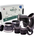 QwikCamp RV Sewer And Camper Waste Plumbing Connection System Kit with slip fit coupling adapter and pipe stands