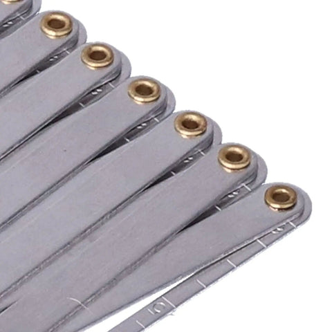 Aluminum Expanding Sewing Gauge With Button Guide And Equal Space Divider For Quilting Adjustable Ruler Set With 8 Connected Measuring Segments Multi Function Spacing Device For Crafting Pleats Buttons, closed detail